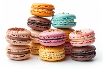 Obraz premium A stack of colorful macarons, isolated on a white background