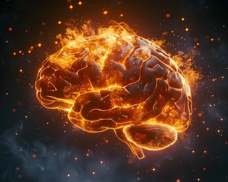 Intense Neural Activity and Electric Sparks Symbolizing the Powerful Cerebral Cognition