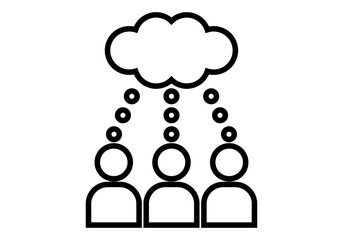 Icono negro de grupo de trabajo pensando