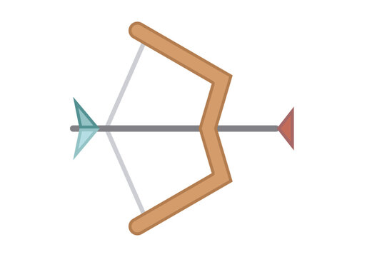 Arco de madera con flecha de ventosa roja y azul