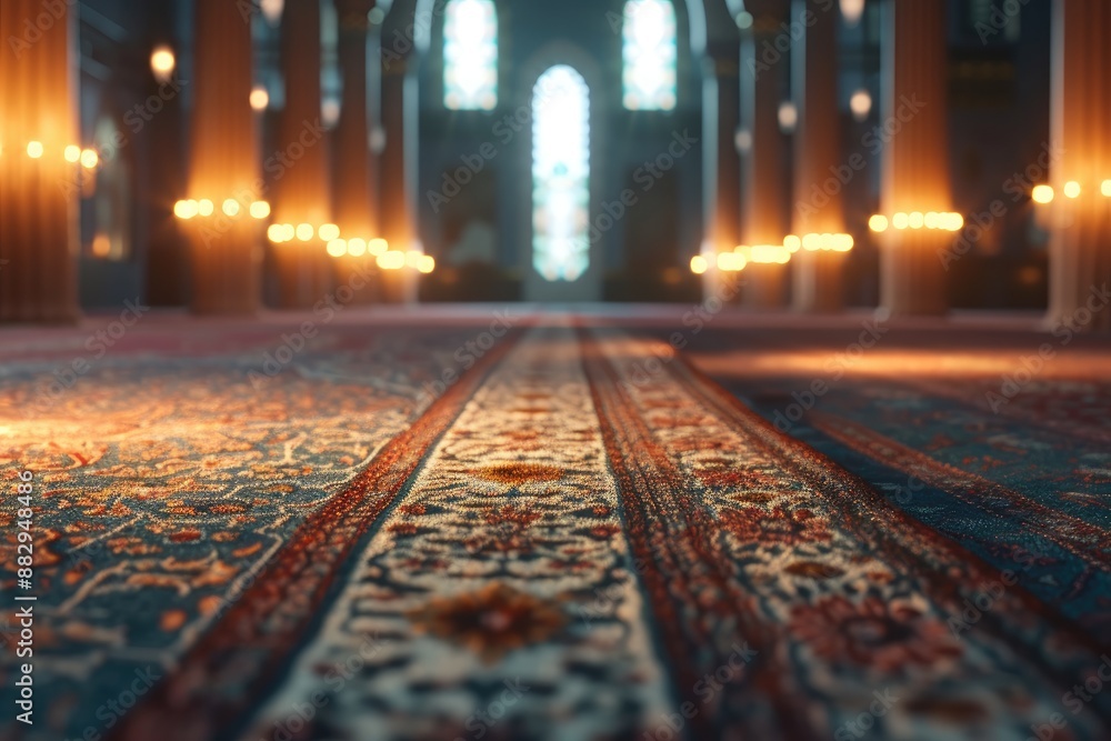 Poster sunlit ornate window a 3d background demonstrating the essence of ramadan mubarak with the incorpora