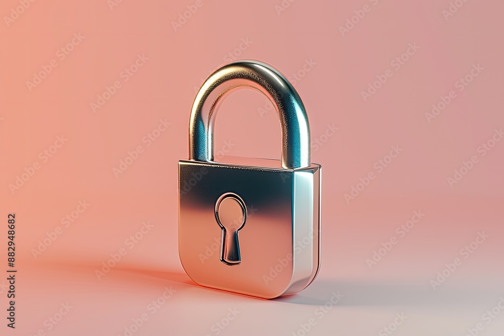 Poster glowing neon-colored padlock a 3d icon representing a padlock or security