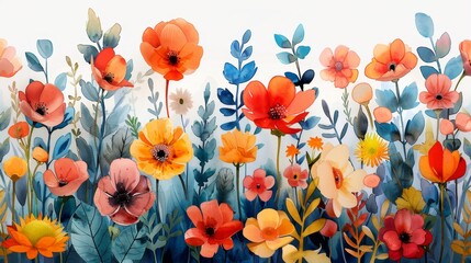 Watercolor poppies - generative ai