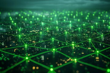 Obraz premium Global business s green Analysis and data exchange background