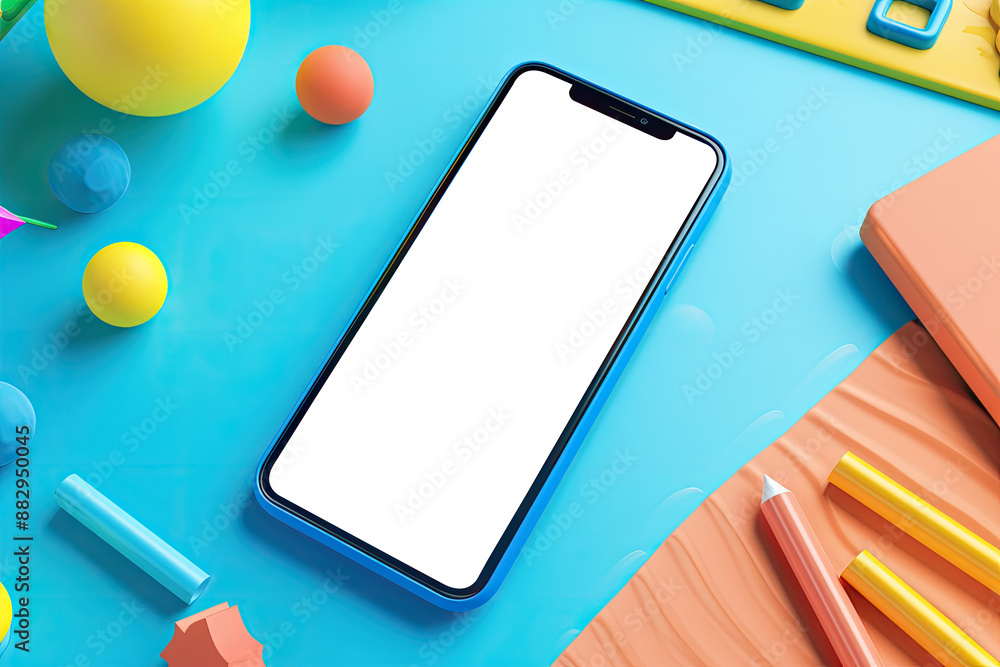 Poster colorful smartphone screen vibrant background a colorful and vibrant ux/ui design for a kids educati