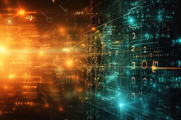 Digital glowing mathematical abstract A dynamic scientific formula background with equations and symbols