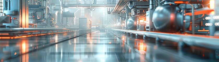 Obraz premium Modern Industrial Factory Interior with Advanced Machinery and Automated Production Lines