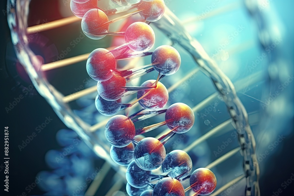 Poster glowing twisted double helix structure a genetic engineering breakthrough for disease prevention
