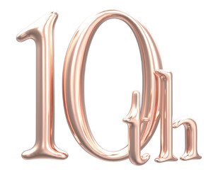 Anniversary Number 10th Gold 3D Render