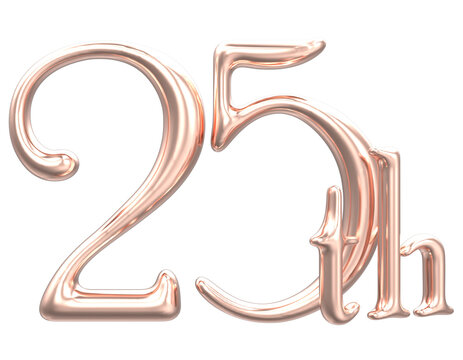 Anniversary Number 25th Gold 3D Render