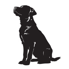 Dog silhouette. Vector silhouette of dog on white background. black dog isolated on white background. cutout dog. hand drawn design. vector illustration.