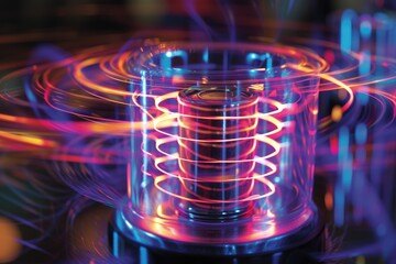 Ethereal purple plasma swirls An illustration of electromagnetic induction and Faradays law