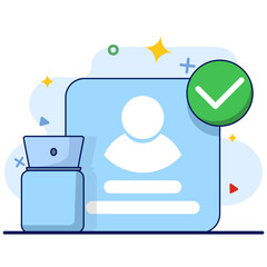 successful login concept. account has been registered, id card profile has been verified, account has been secured with password, modern graphic elements for landing page, ui, infographics, icons.