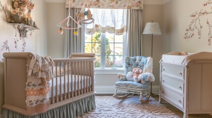 A luxurious nursery with a plush crib