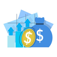 Collection of Investment Plan concepts, personal finance, Savings Investment. Strategy and return on investment. invest money in the stock market. Browse financial graph analysis, Vector illustration.