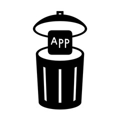 アプリのアンインストール、アイコン、ごみ箱、白黒