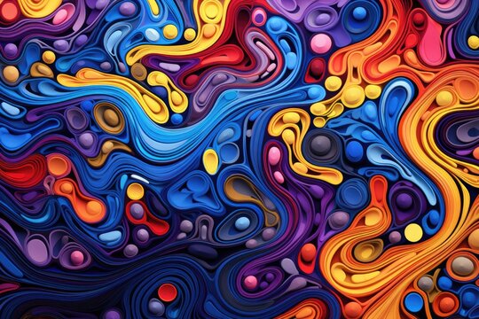 Colorful swirling abstract pattern A psychedelic background with swirling patterns inspired by molecules - Powered by Adobe