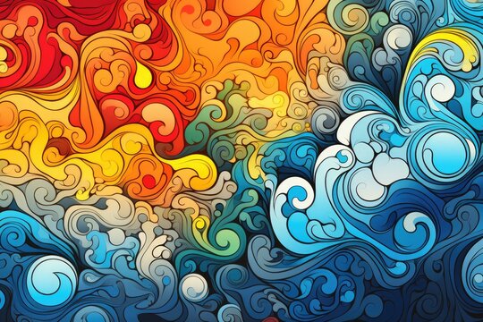Colorful swirling abstract pattern A psychedelic background with swirling patterns inspired by molecules