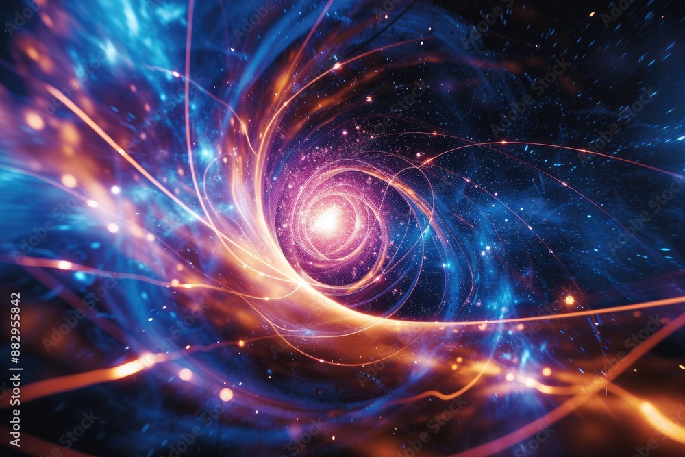 Aufkleber Vivid swirling energy orb A representation of the Lorentz force acting on a charged particle