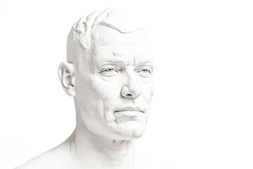 Closeup of a White Plaster Cast of a Man's Face