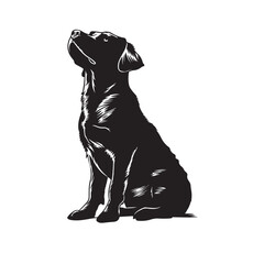 Dog silhouette. Vector silhouette of dog on white background. black dog isolated on white background. cutout dog. hand drawn design. vector illustration.