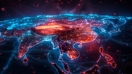 Fototapeta premium World network connection. Communication technology with global internet network connected world.