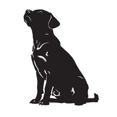 Dog silhouette. Vector silhouette of dog on white background. black dog isolated on white background. cutout dog. hand drawn design. vector illustration.