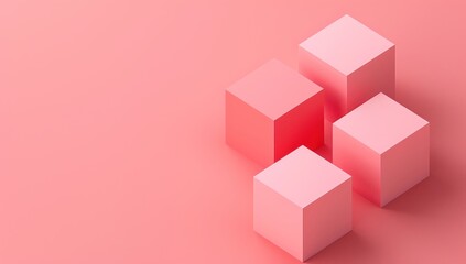 Obraz premium Abstract Pink Cubes with Shadows on a Pink Background