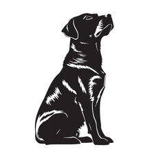 Dog silhouette. Vector silhouette of dog on white background. black dog isolated on white background. cutout dog. hand drawn design. vector illustration.