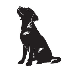Dog silhouette. Vector silhouette of dog on white background. black dog isolated on white background. cutout dog. hand drawn design. vector illustration.