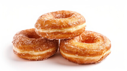 Fototapeta premium Delicious Apple Cider Donuts Freshly Baked, Sweet Treats for Autumn, on White Background.
