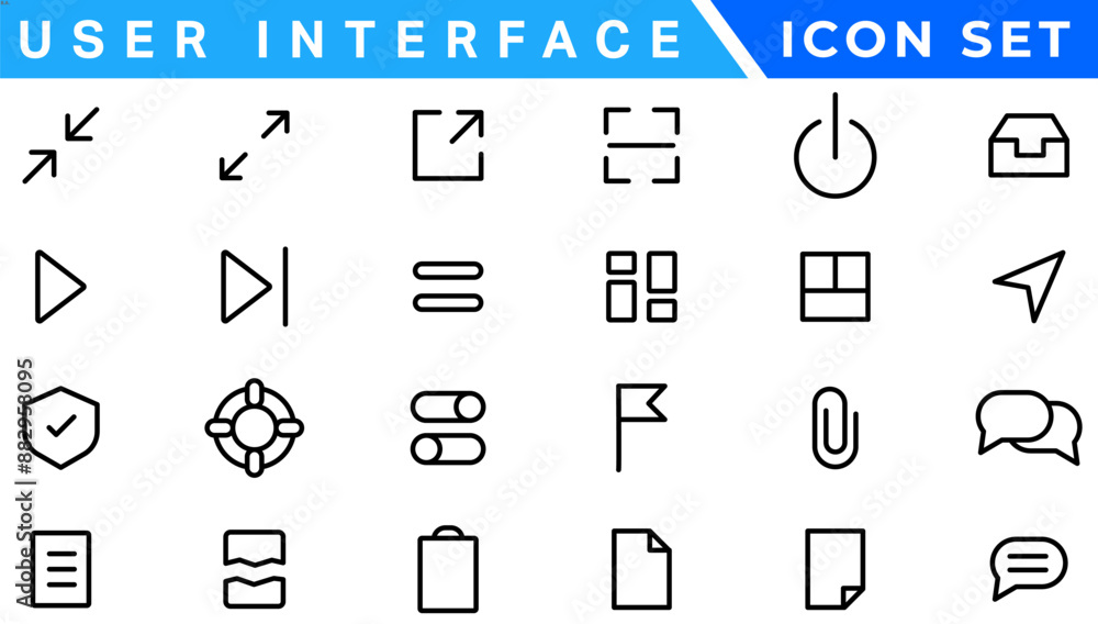 Poster user interface icons. basic web editable stroke icons collection. vector