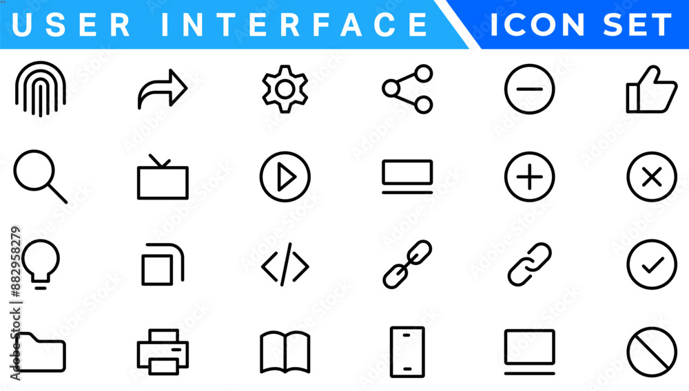 Poster user interface icons. basic web editable stroke icons collection. vector