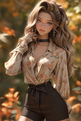 portrait of a woman in autumn park