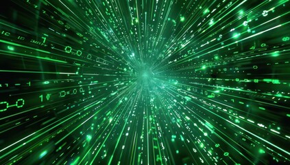 Green Digital Stream Through Space