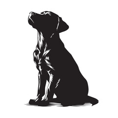 Dog silhouette. Vector silhouette of dog on white background. black dog isolated on white background. cutout dog. hand drawn design. vector illustration.