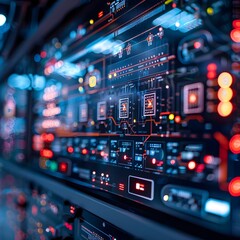 Obraz premium Smart Grid Control Center Managing Efficient and Sustainable Renewable Energy Flow