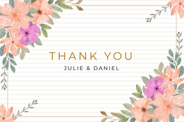 pink orange floral watercolor frame