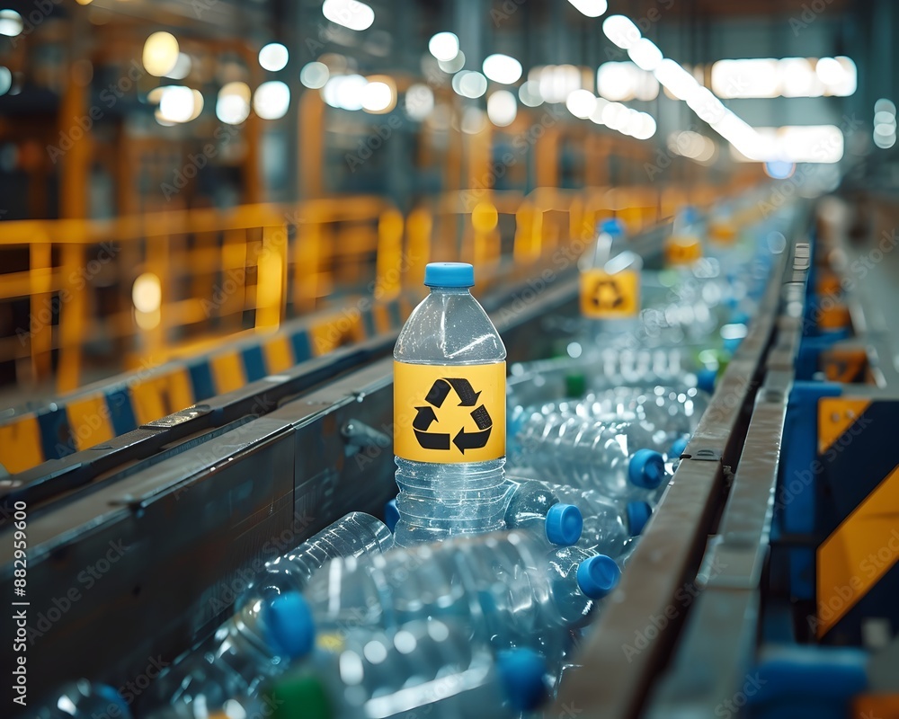 Poster a sustainable manufacturing plant with closed loop recycling system minimizing waste and optimizing 