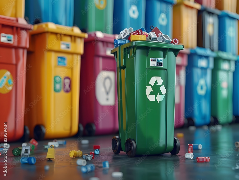 Poster smart recycling app interface guiding users on proper waste sorting and management