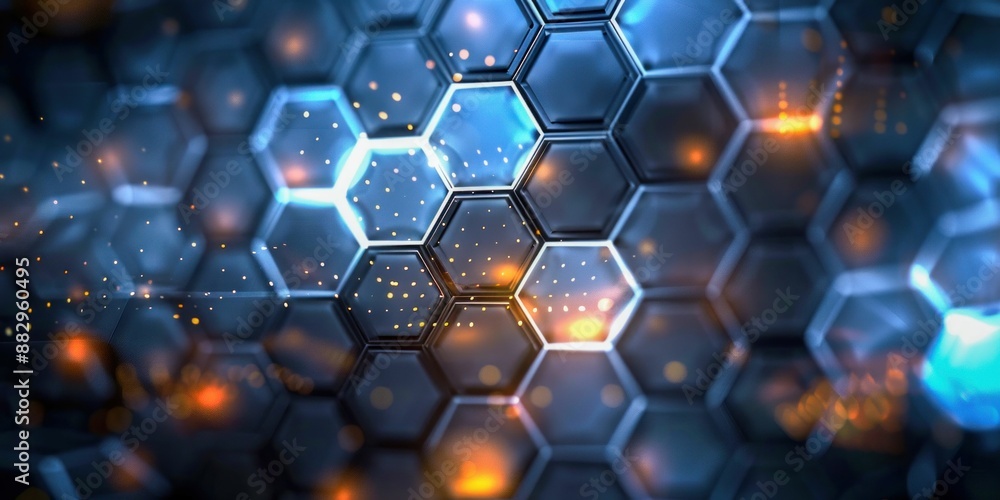Poster futuristic hexagonal technology background. generative ai