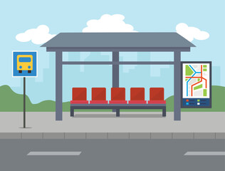 Obraz premium Empty bus stop for public transportation