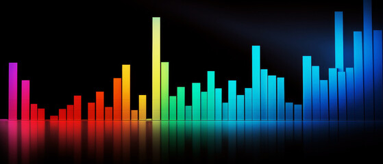 Colorful Bar Graph on Black Background Representing Data Visualization and Analytics