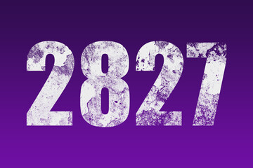 flat white grunge number of 2827 on purple background.	