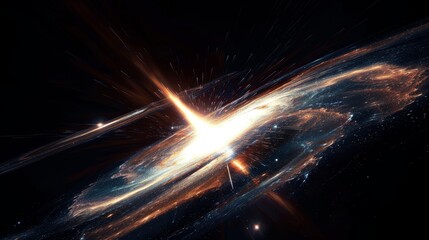 Side view of a quasar against black background