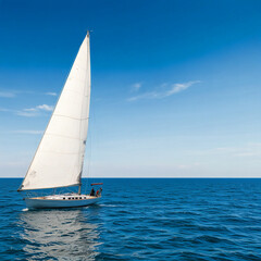 Naklejka premium Sailing boat in the sea, isolated on natural background