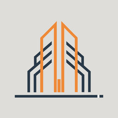 Minimalistic stylized for construction company combined into an elegant, clean logo, vector art illustration