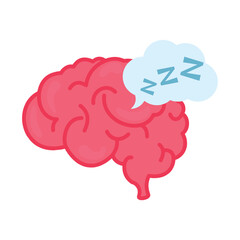 concept illustration of the brain resting, the brain sleeping, flat style vector illustration.