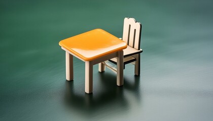 Tiny Table and Chair on Blackboard: A Unique and Whimsical Decor Piece"