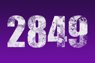 flat white grunge number of 2849 on purple background.	